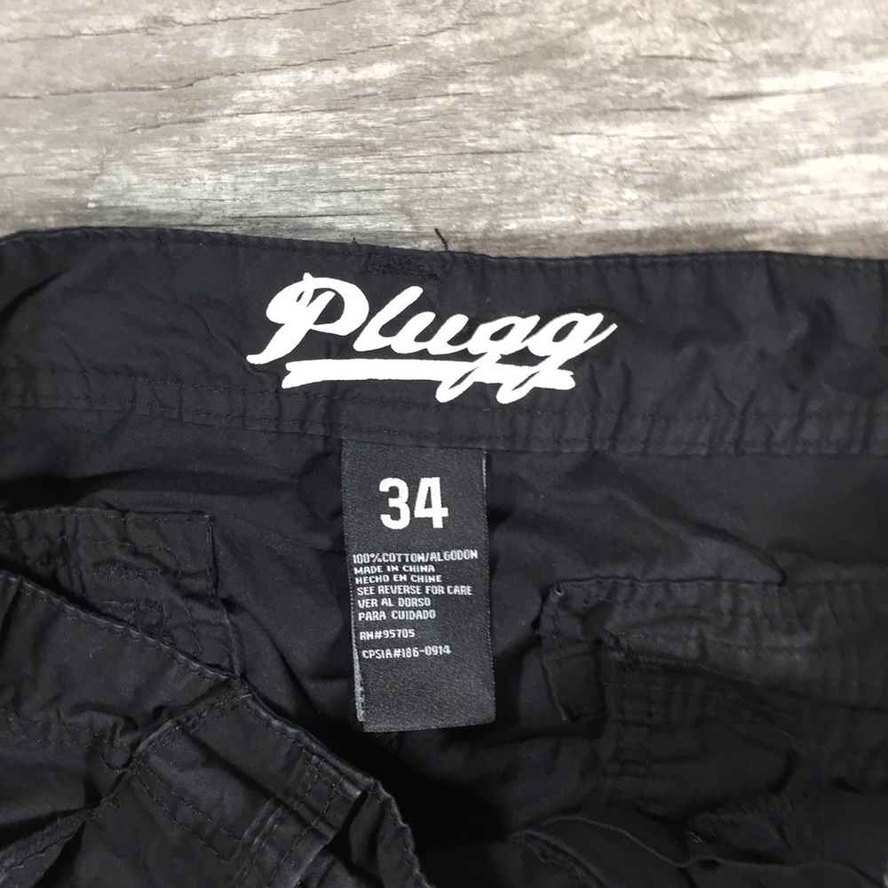 Mens Black Flat Front Cotton Long Cargo Shorts 34 - Picture 3 of 5
